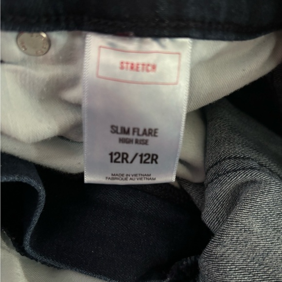 Express Dark Blue Denim Jeans. Slim Flare High Rise Size 12R. NWOT - Picture 4 of 4